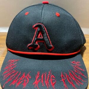 Assholes*s Live Forever SnapBack Rope Hat Black Embroidered Brim Black Red